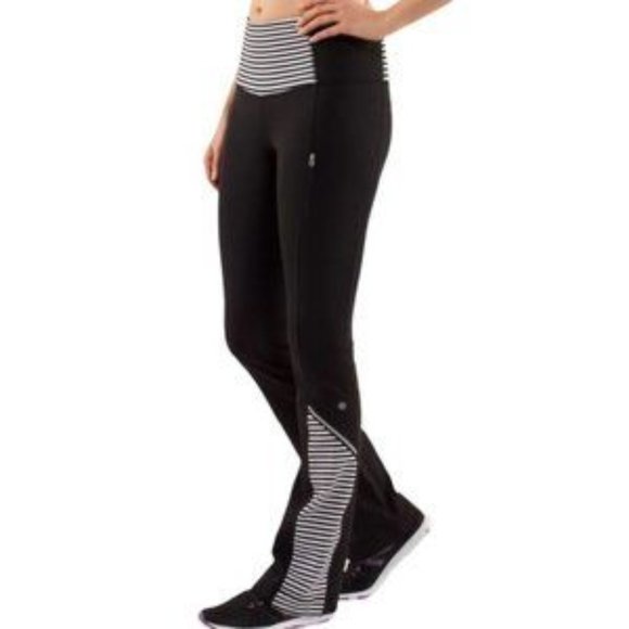 Lululemon Athletica Run: Ice Queen Pant Black / Black and White Stripe - Picture 1 of 5